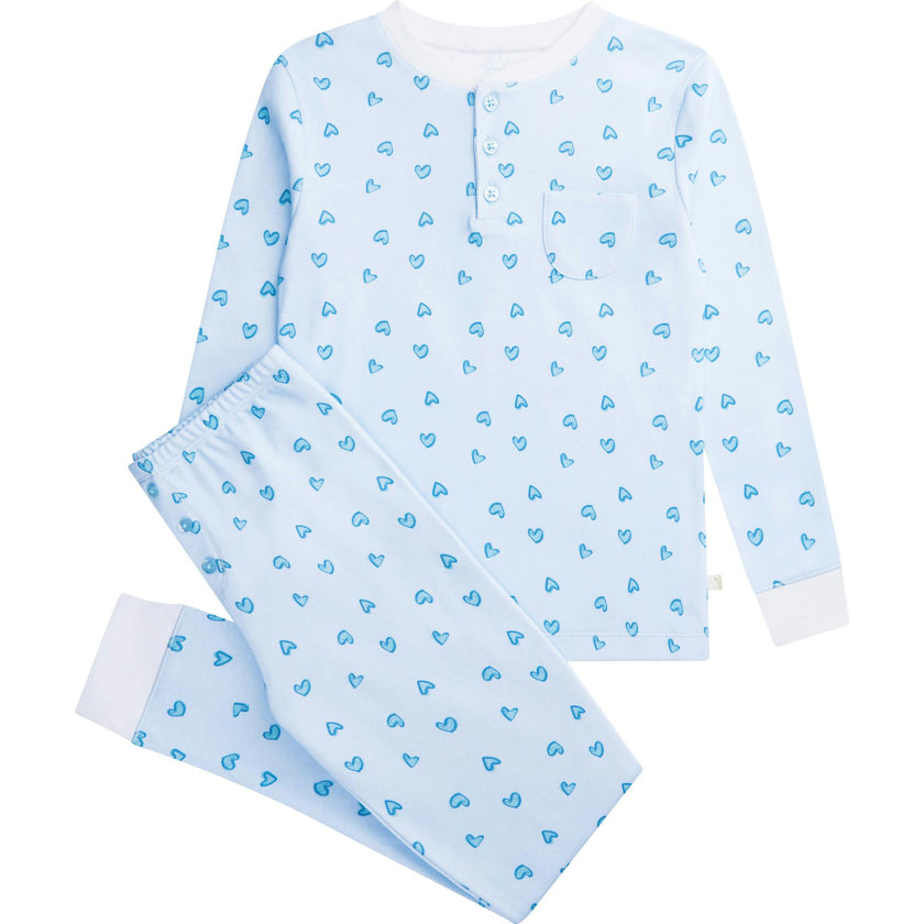 Love Heart Pyjama - Adult Blue