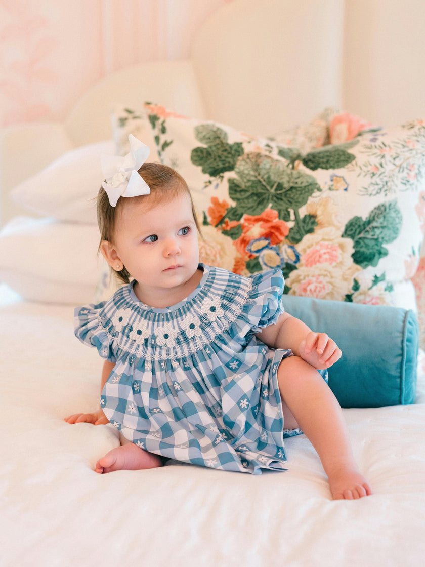 Daisy Gingham Smocked Diaper Cover Set (FINAL SALE)