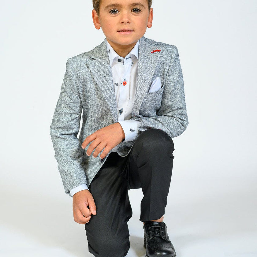 Cool Gray Embroidered Blazer
