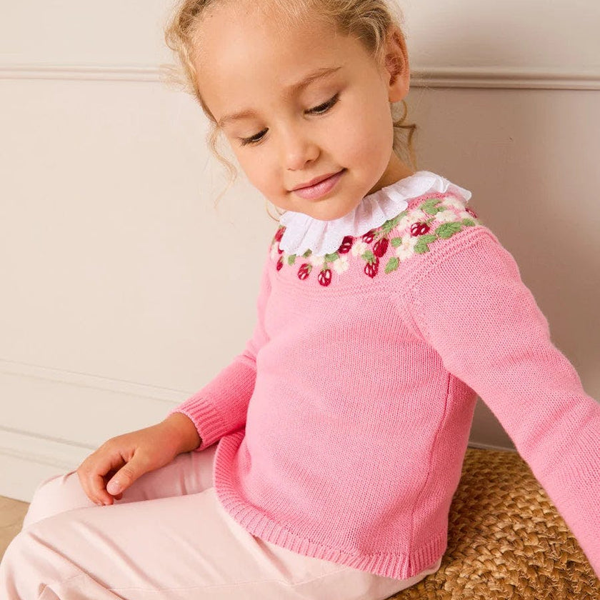 Strawberry Embroidered Jumper in Pink (12mths-6yrs)