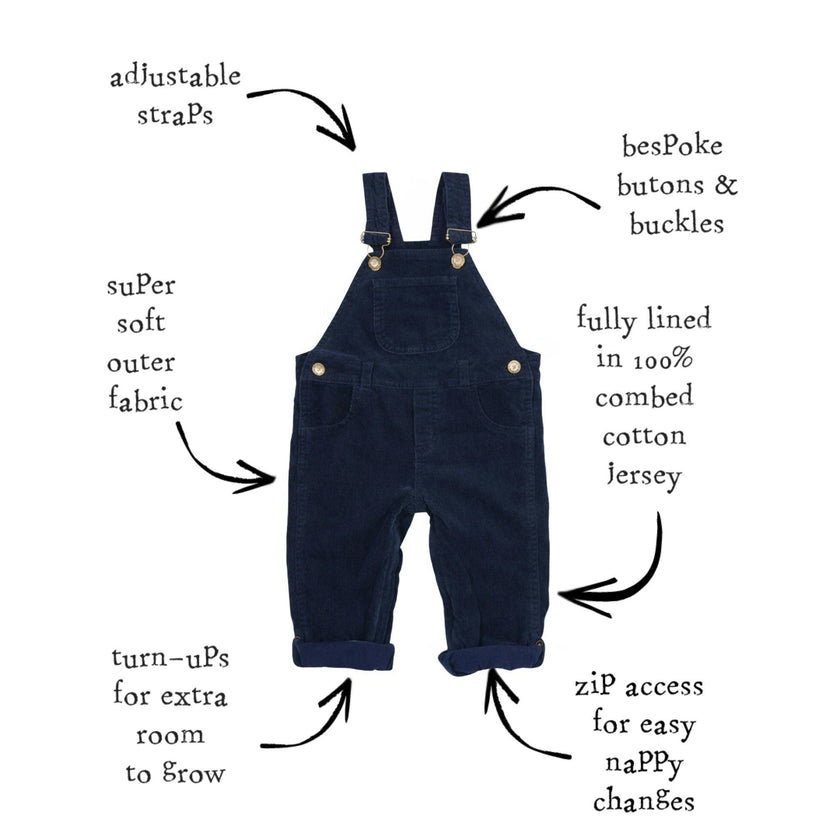 Navy Corduroy Overalls