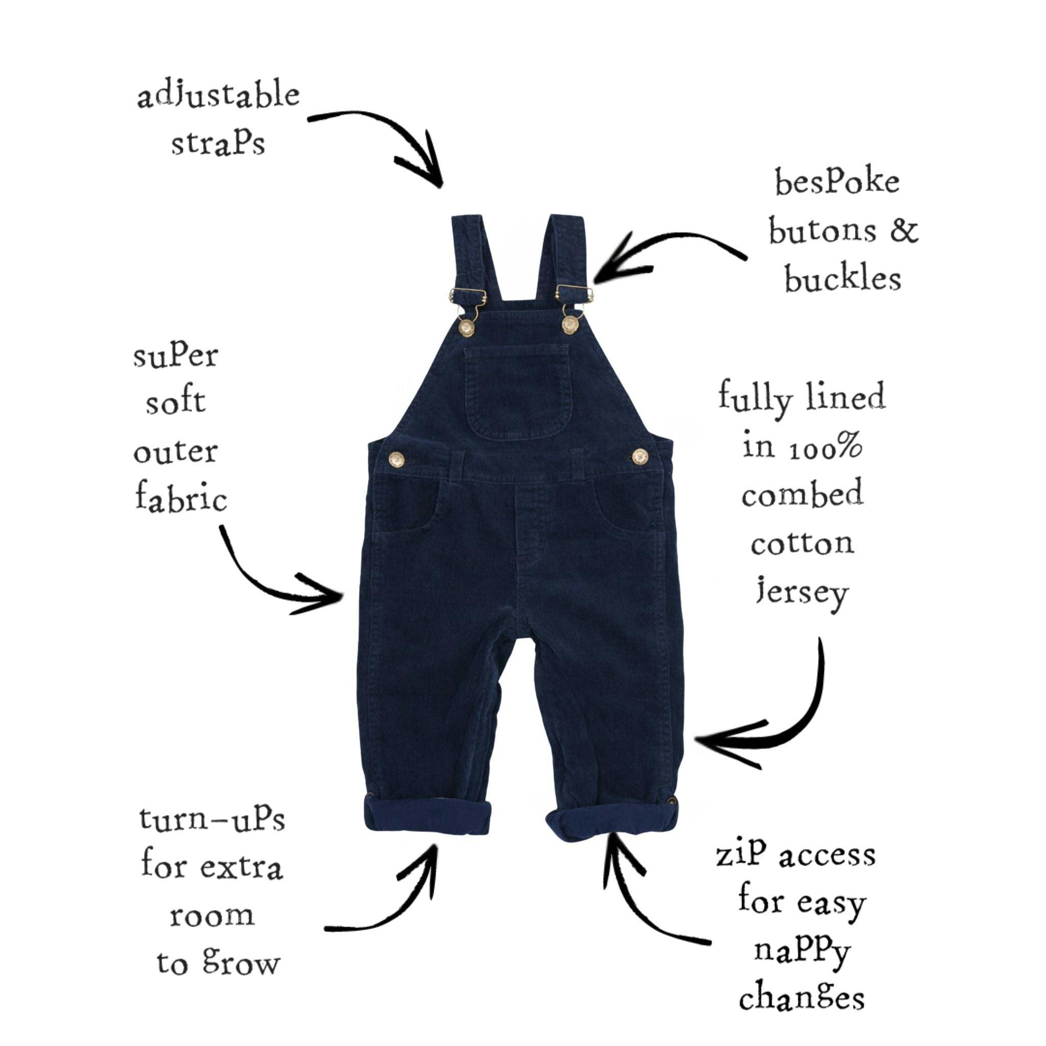 Navy Corduroy Overalls