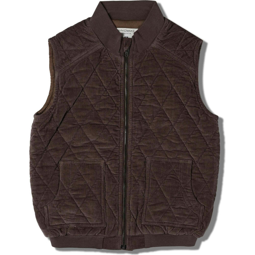 Organic Sleeveless Quilted Corduroy Jacket