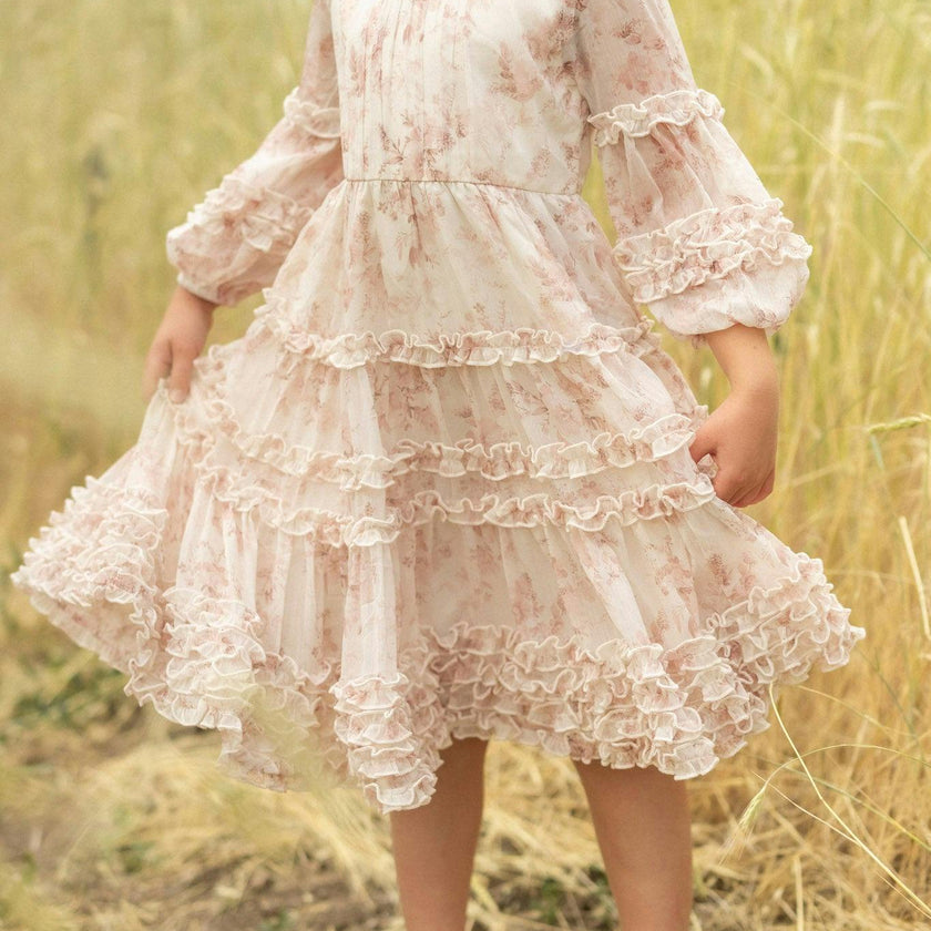 Mini Geneva Dress in Banana Creme Aquarelle Fleur