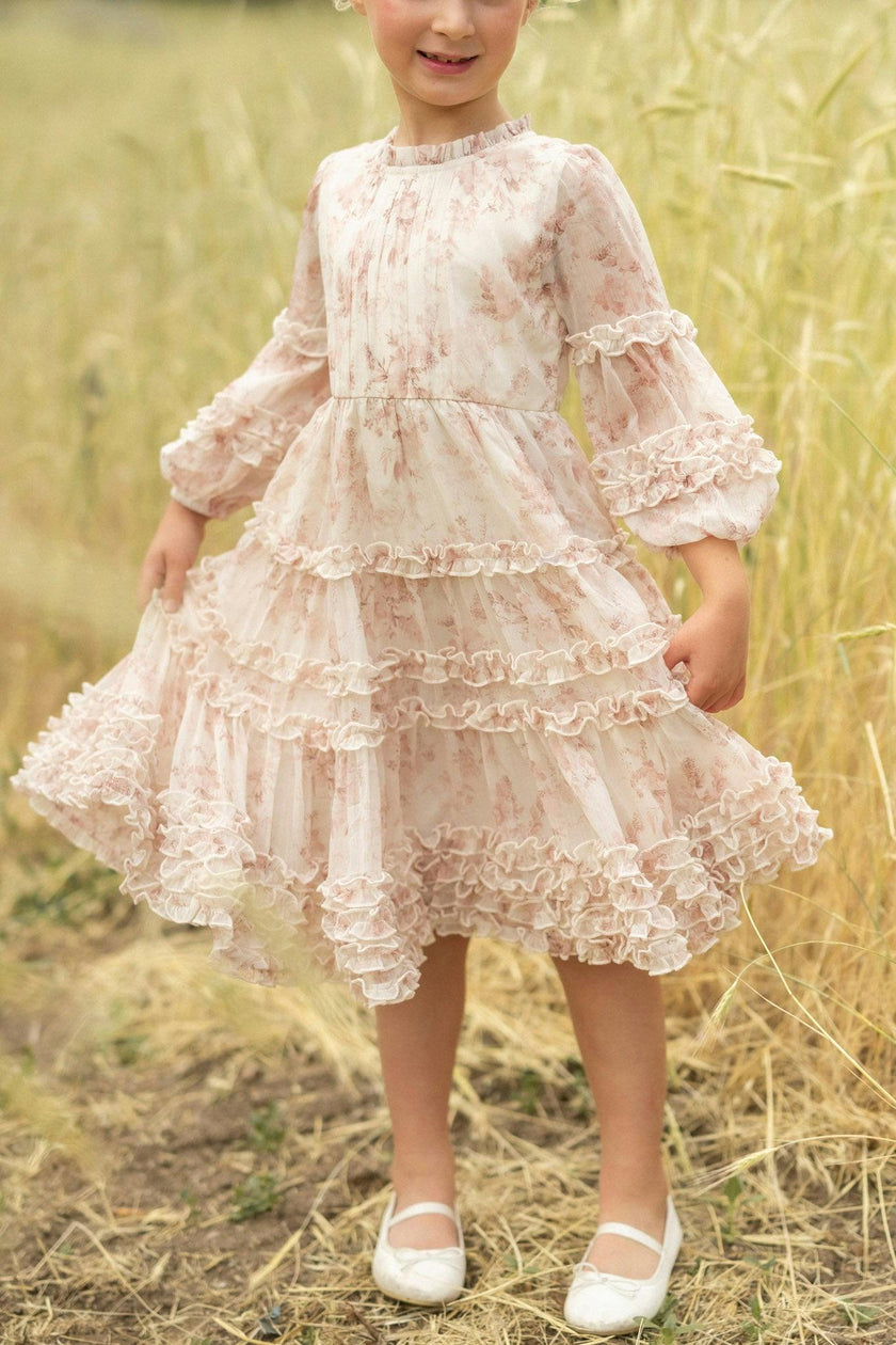 Mini Geneva Dress in Banana Creme Aquarelle Fleur