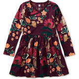 Long Sleeve Wrap Neck Dress, Multi