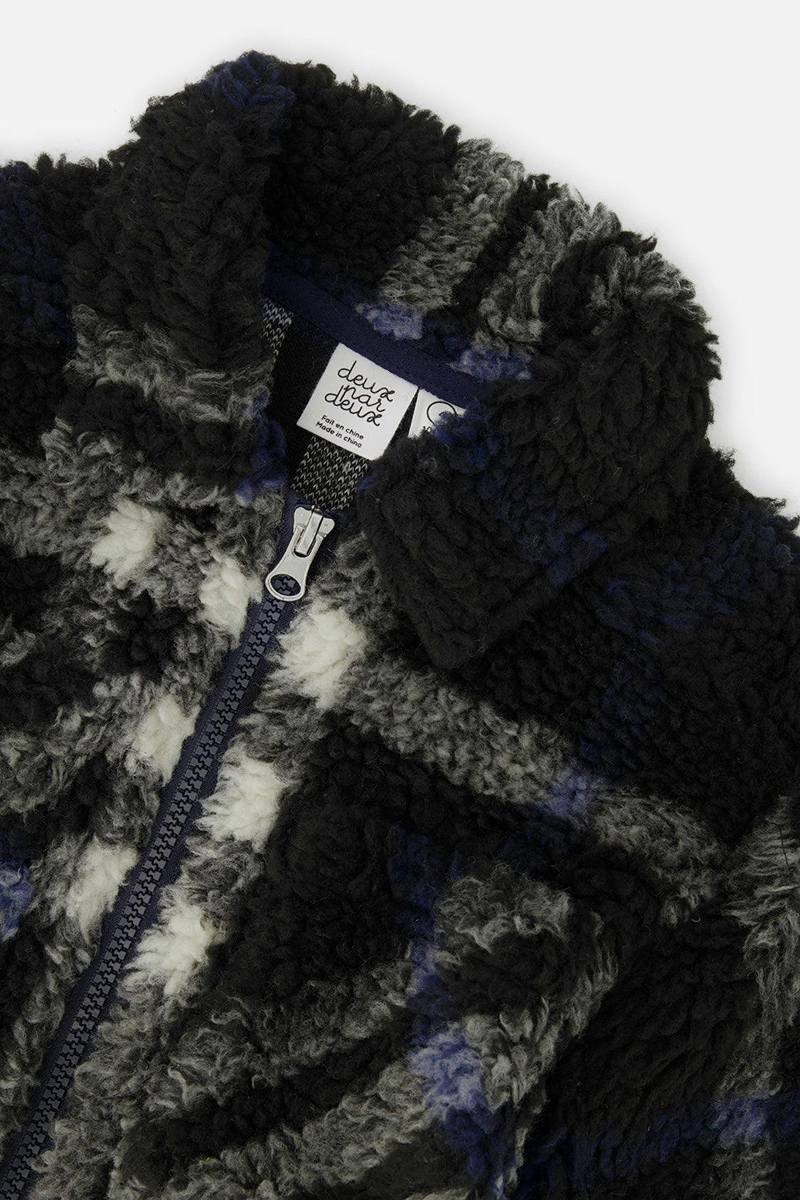 Zipped Overshirt Black and Blue Plaid