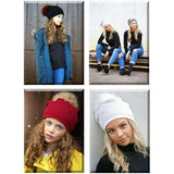 Sewn Knit Wool Hat With Faux Fur Pom, Navy
