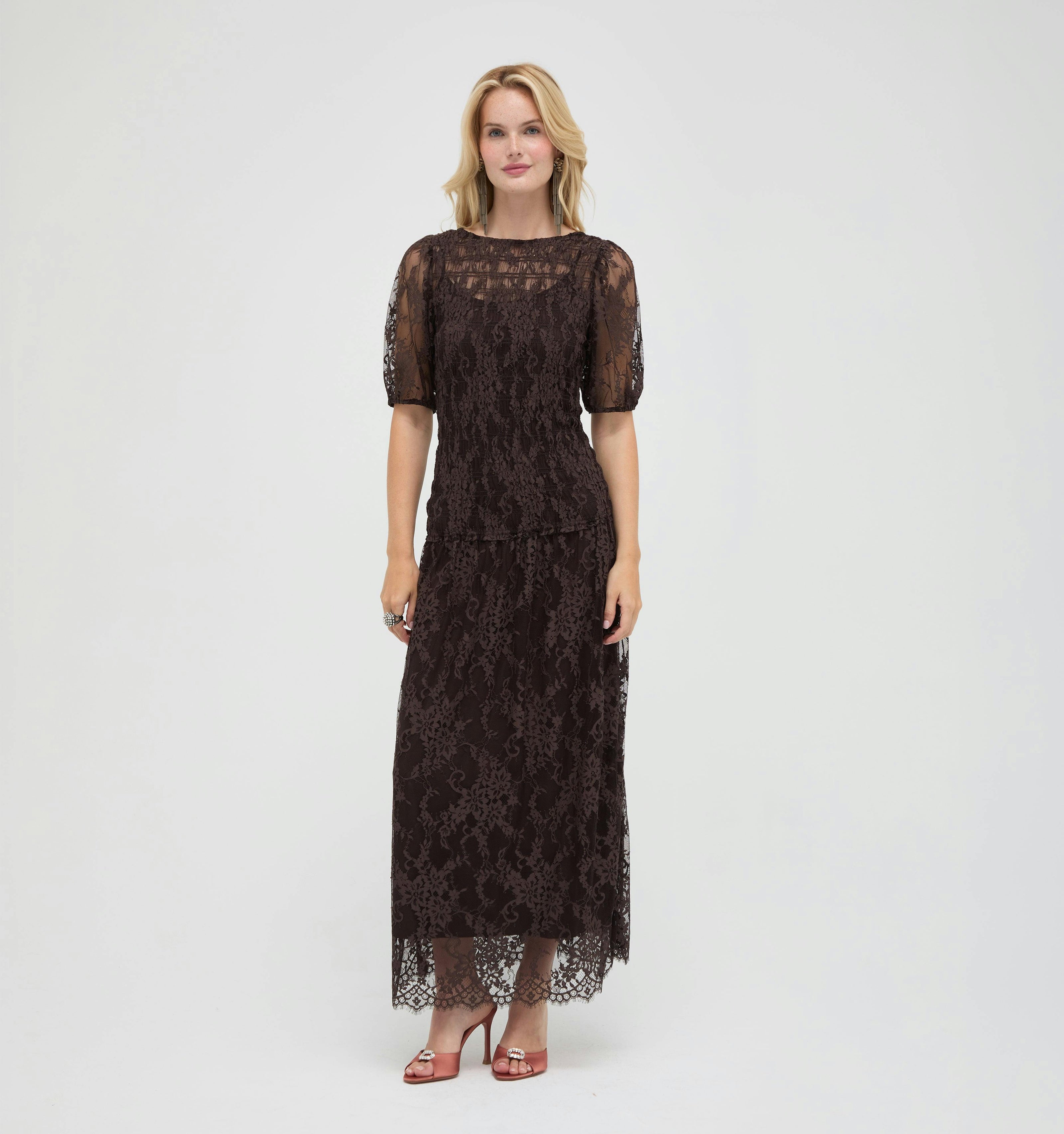 The Short Sleeve Dalia Nap Dress -  Chocolate