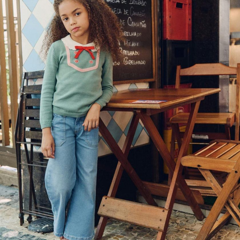 Sage Green Madena Cotton Girl Jumper