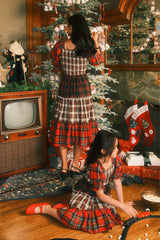 Madeline Dress in Mixed Plaid