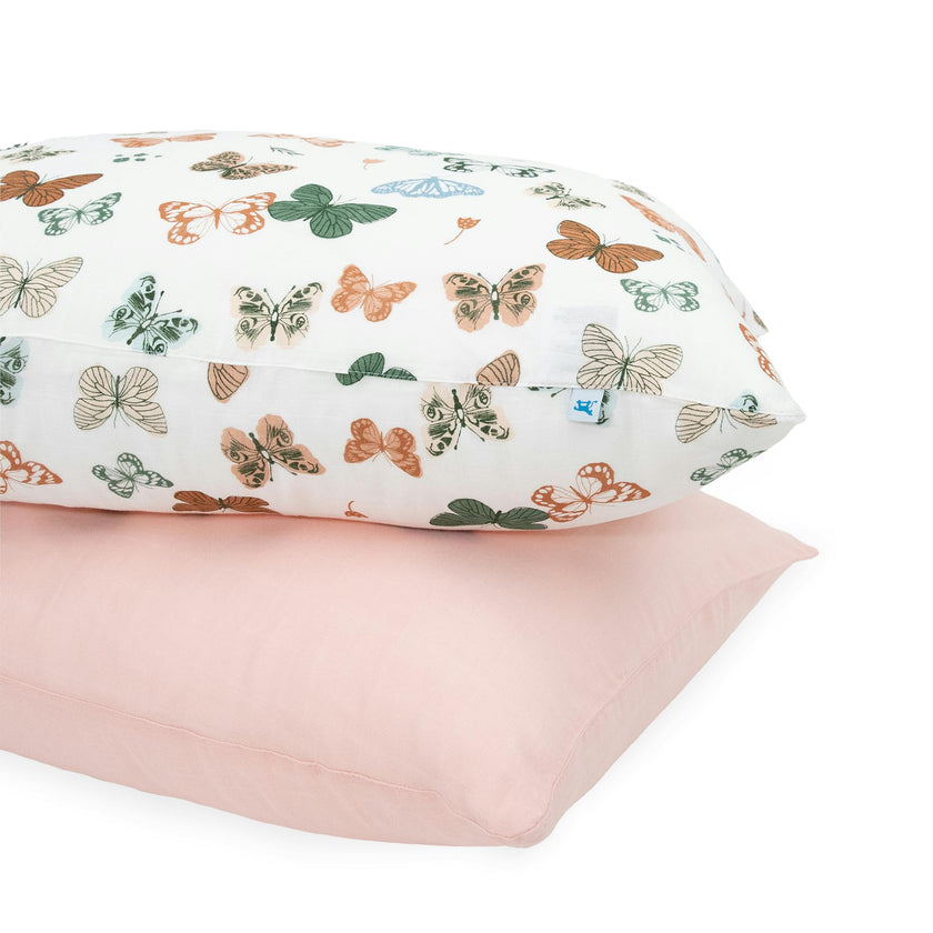 Cotton Muslin Pillowcase 2 Pack - Butterflies 2