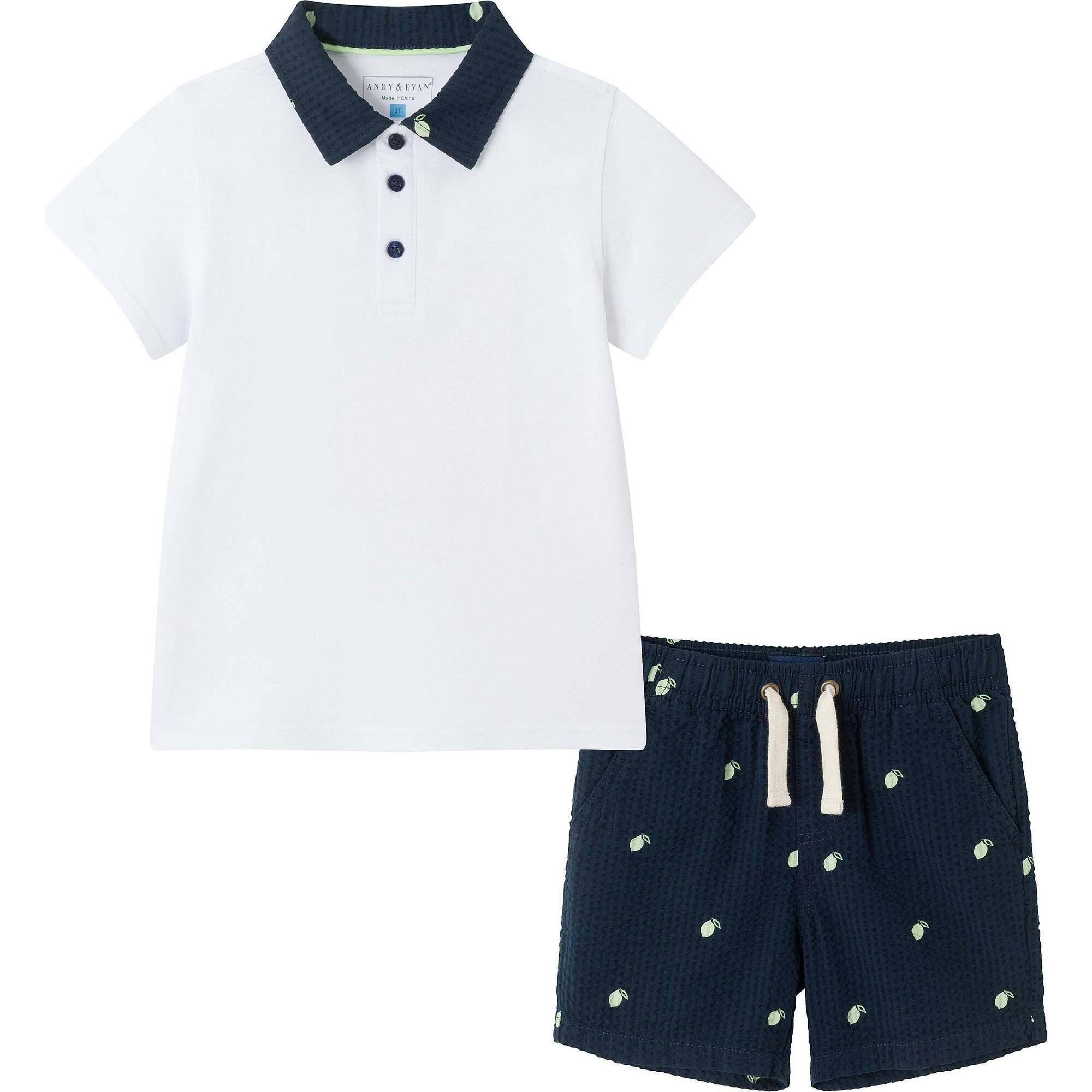 Kids Polo & Seersucker Limes Short Set