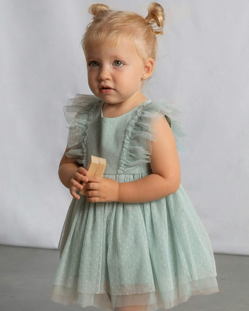 Green Baby Dress With Matching Headband