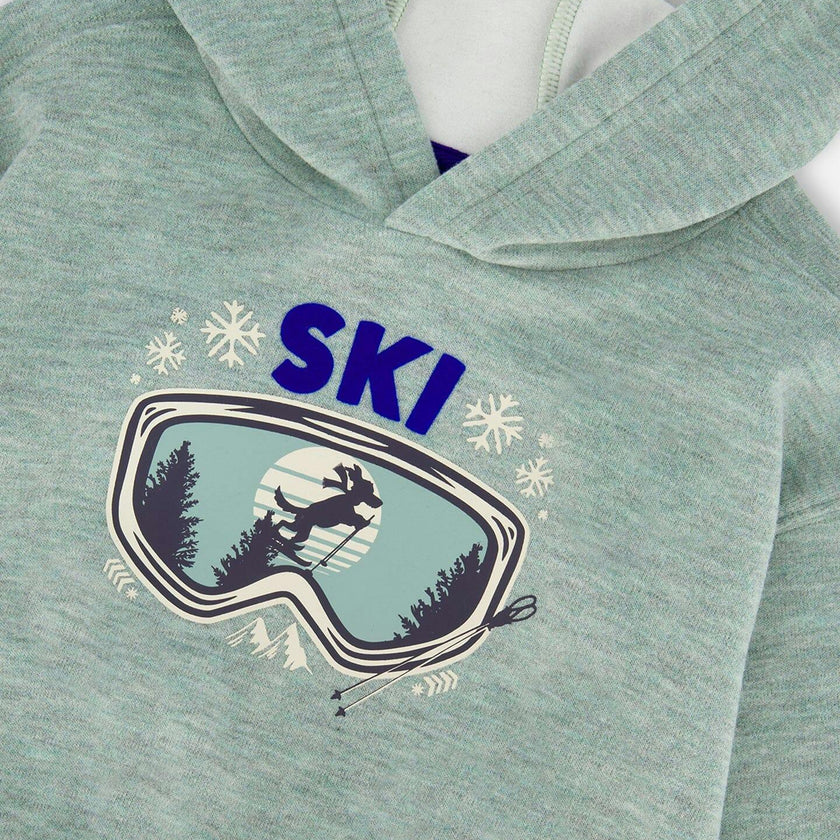 Super Soft Hooded Brushed Jersey Sweatshirt with Graphic Print Green