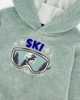 Super Soft Hooded Brushed Jersey Sweatshirt with Graphic Print Green
