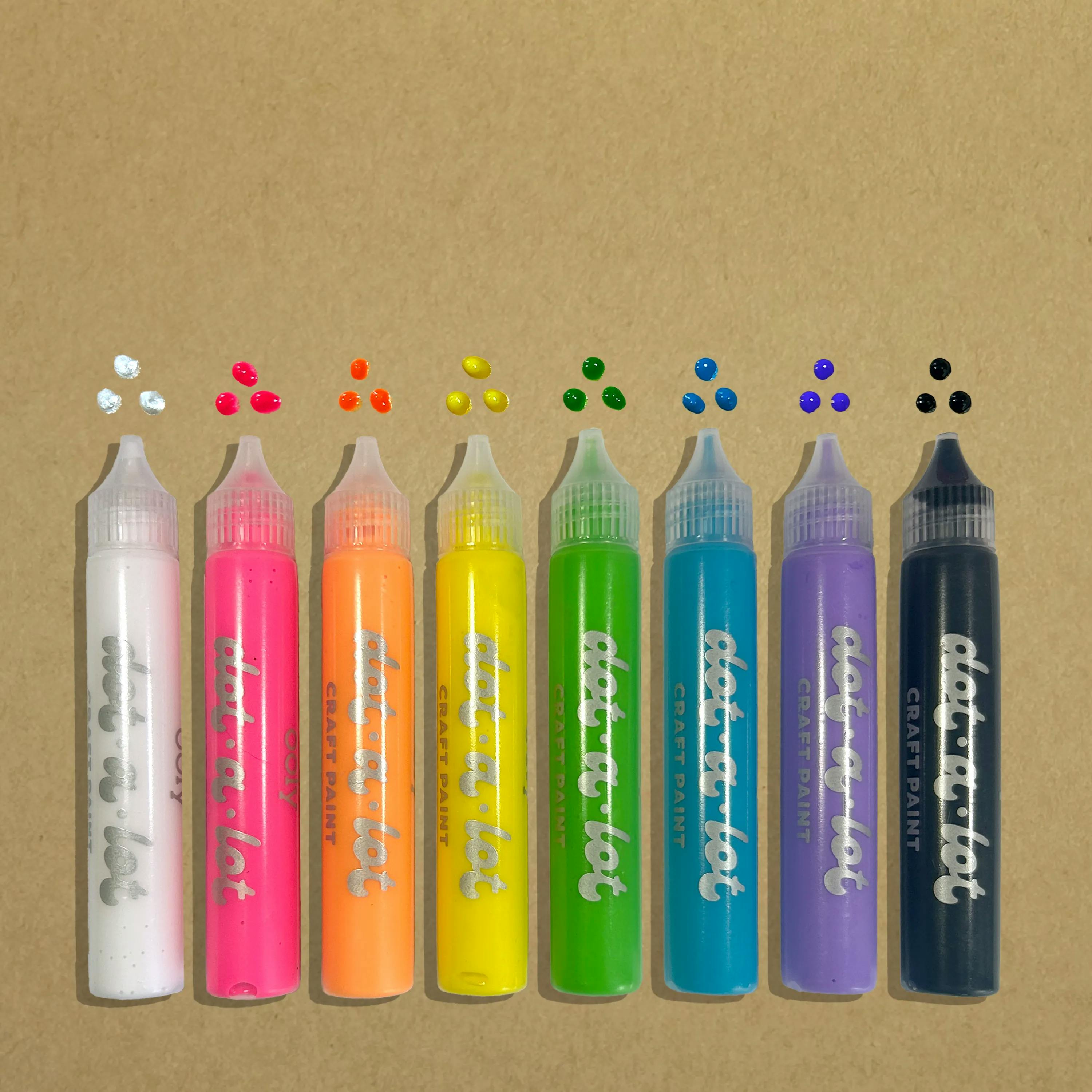 Dot-a-Lot 3D Dimensional Craft Paint - Brights - Set of 8