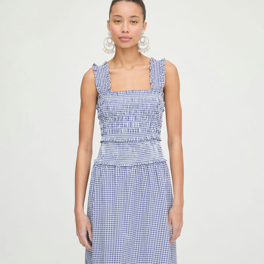 The Azalea Nap Top - Navy Gingham