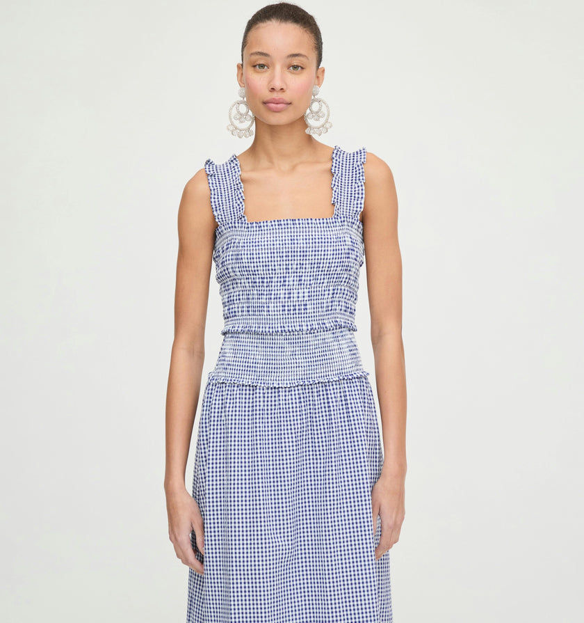 The Azalea Nap Top - Navy Gingham