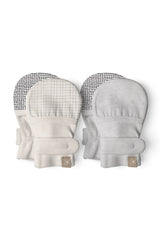 STAY ON 2-PACK MITTS | STORM GRAY + GRIDLOCK — Bamboo Organic Cotton Blend, 0–6M