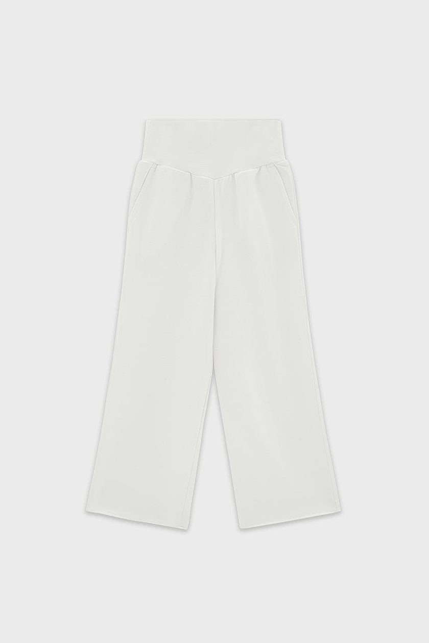 Cotton High Waisted Wide Leg Sweatpant With Raw Hem