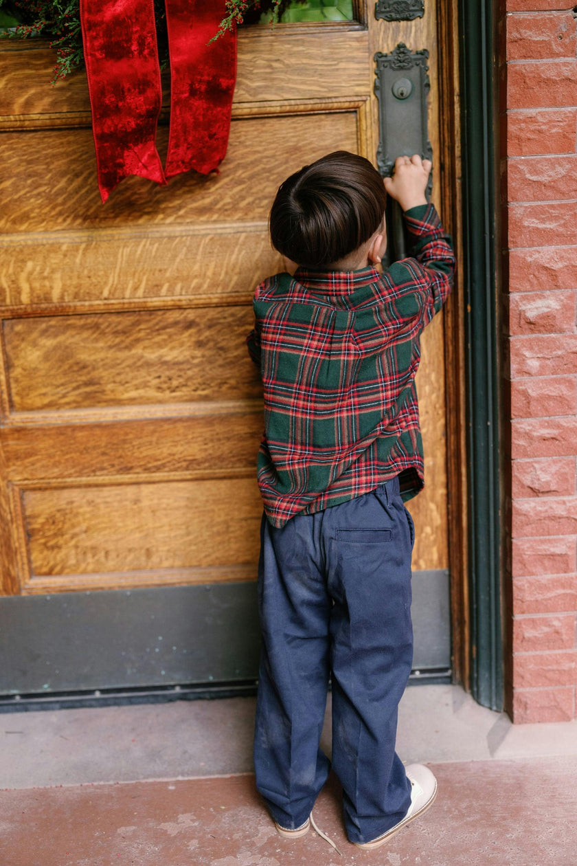 Boys John Shirt in Evergreen Plaid