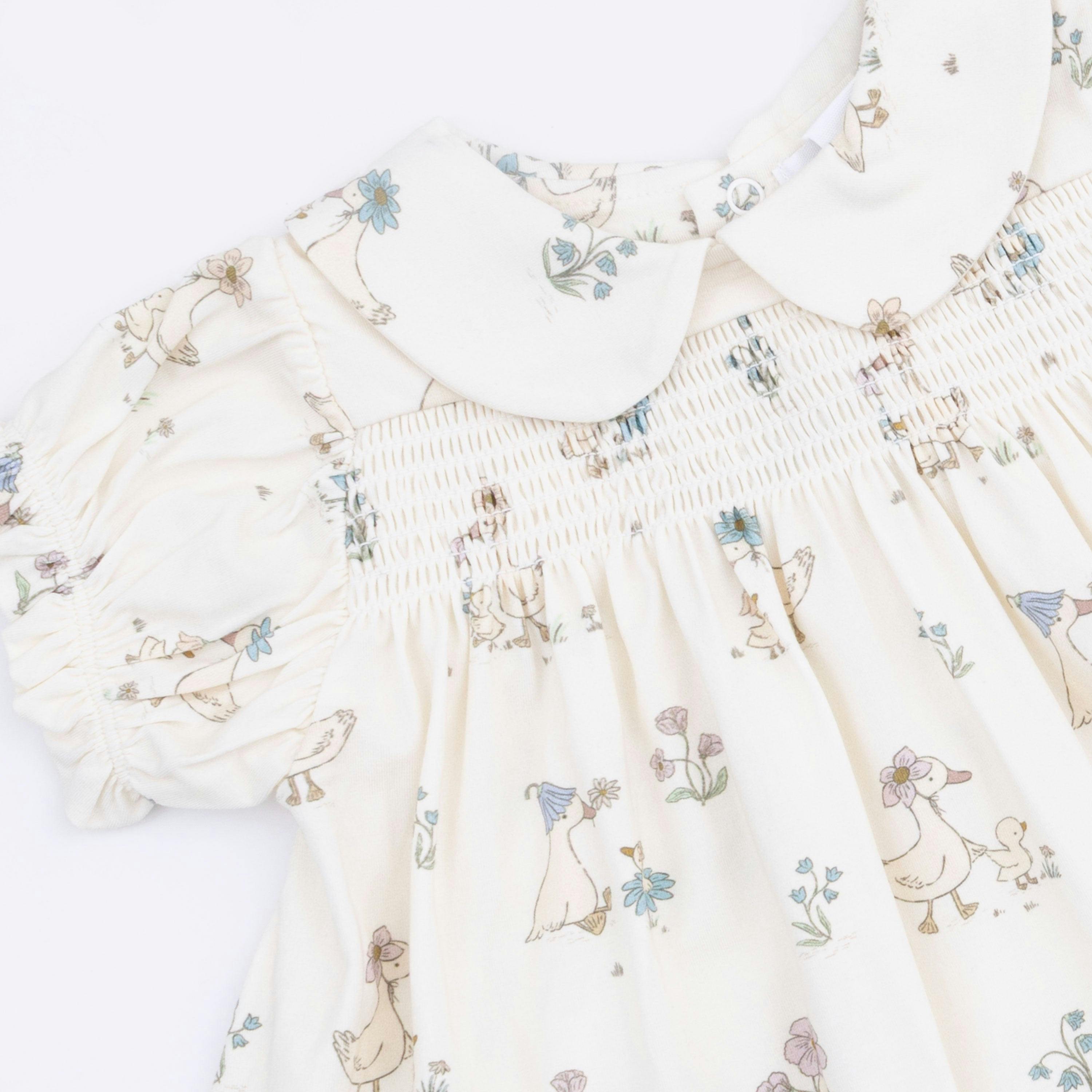 Flower Ducklings - Smocked Dress Set with Headband