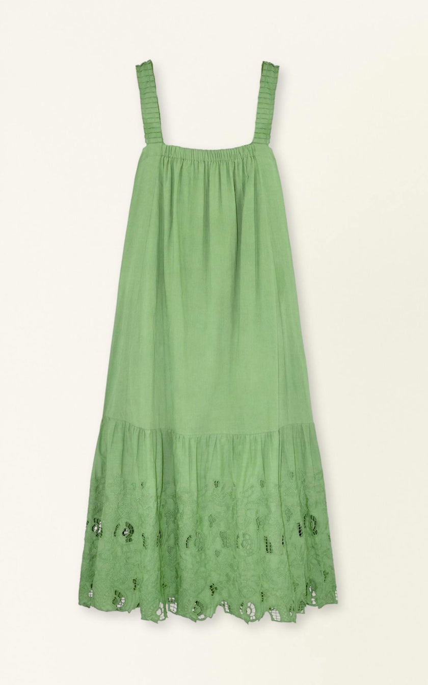 Monaco Dress in Mint Embroidered Deco