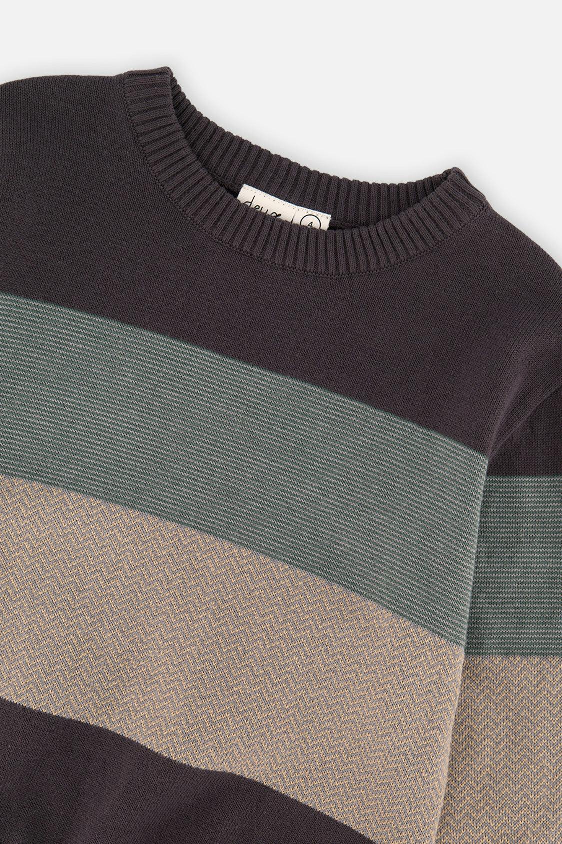 Colorblock Knit Sweater Black And Beige