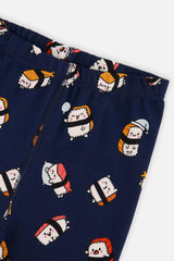 Organic Cotton Two Piece Pajama Set Blue Sushi Print
