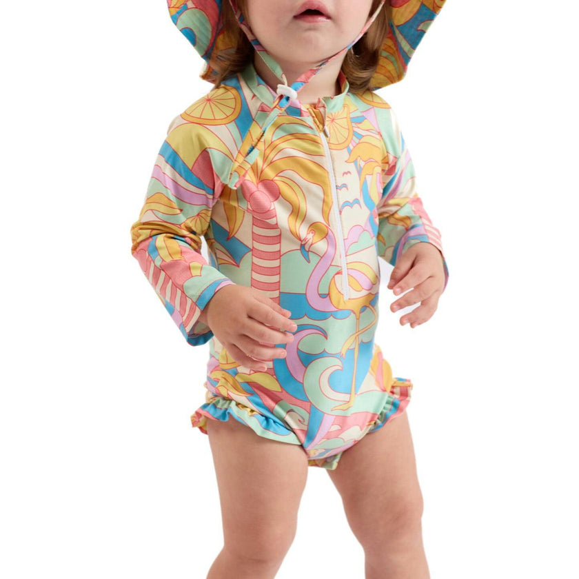 The Paradiso - Girls Rash Guard One Piece with Ruffle UPF 50+