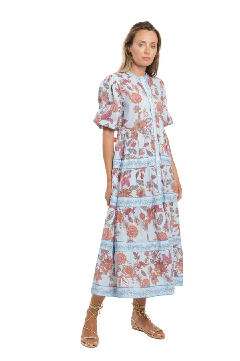 Milena Dress in Blue Botanical