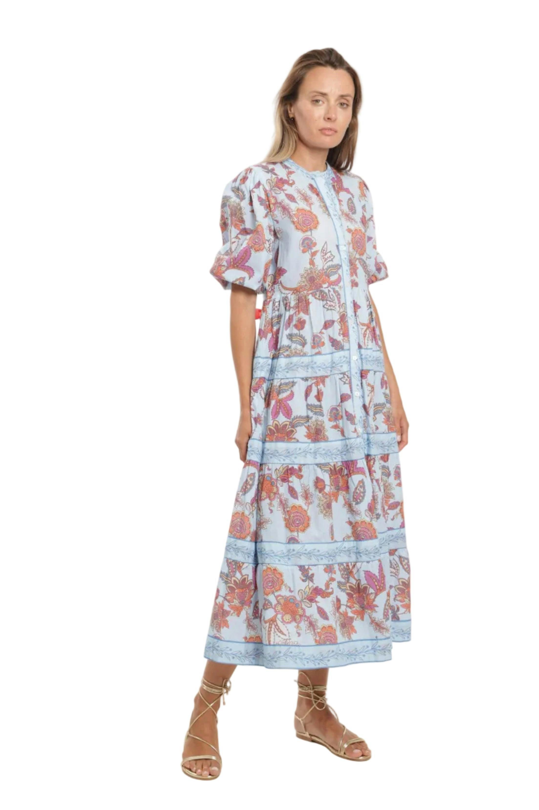 Milena Dress - Blue Botanical