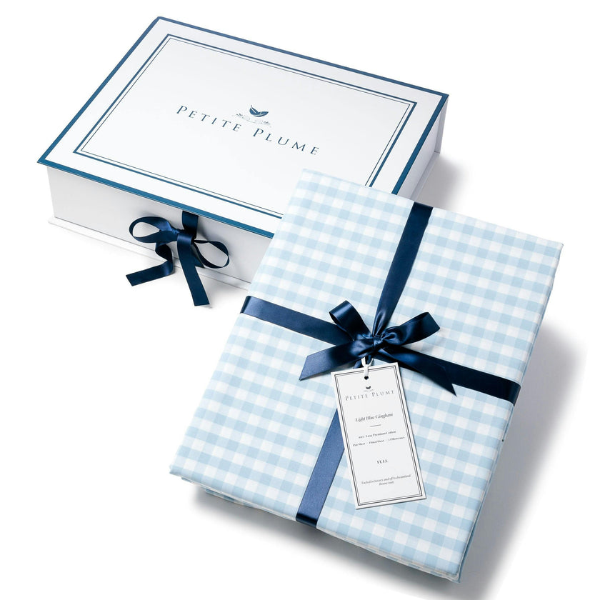 Luxe Premium Light Blue Gingham Crib Sheet