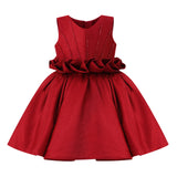 Red Luminara Ruffle Waist Formal Dress