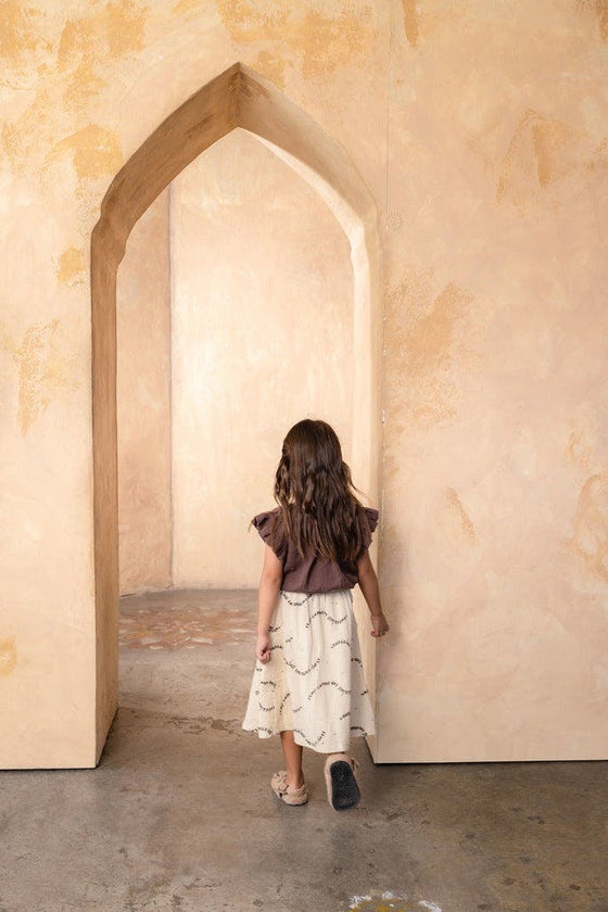 Girls Wander Lust & Desert Dust Patch Pocket Midi Skirt