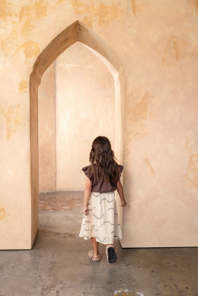Girls Wander Lust & Desert Dust Patch Pocket Midi Skirt