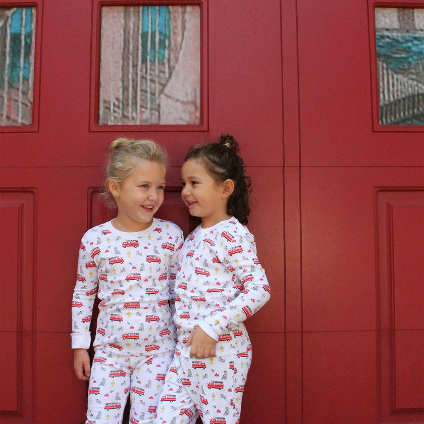 The Organic Long Sleeve Pajama Set [Fire Trucks]