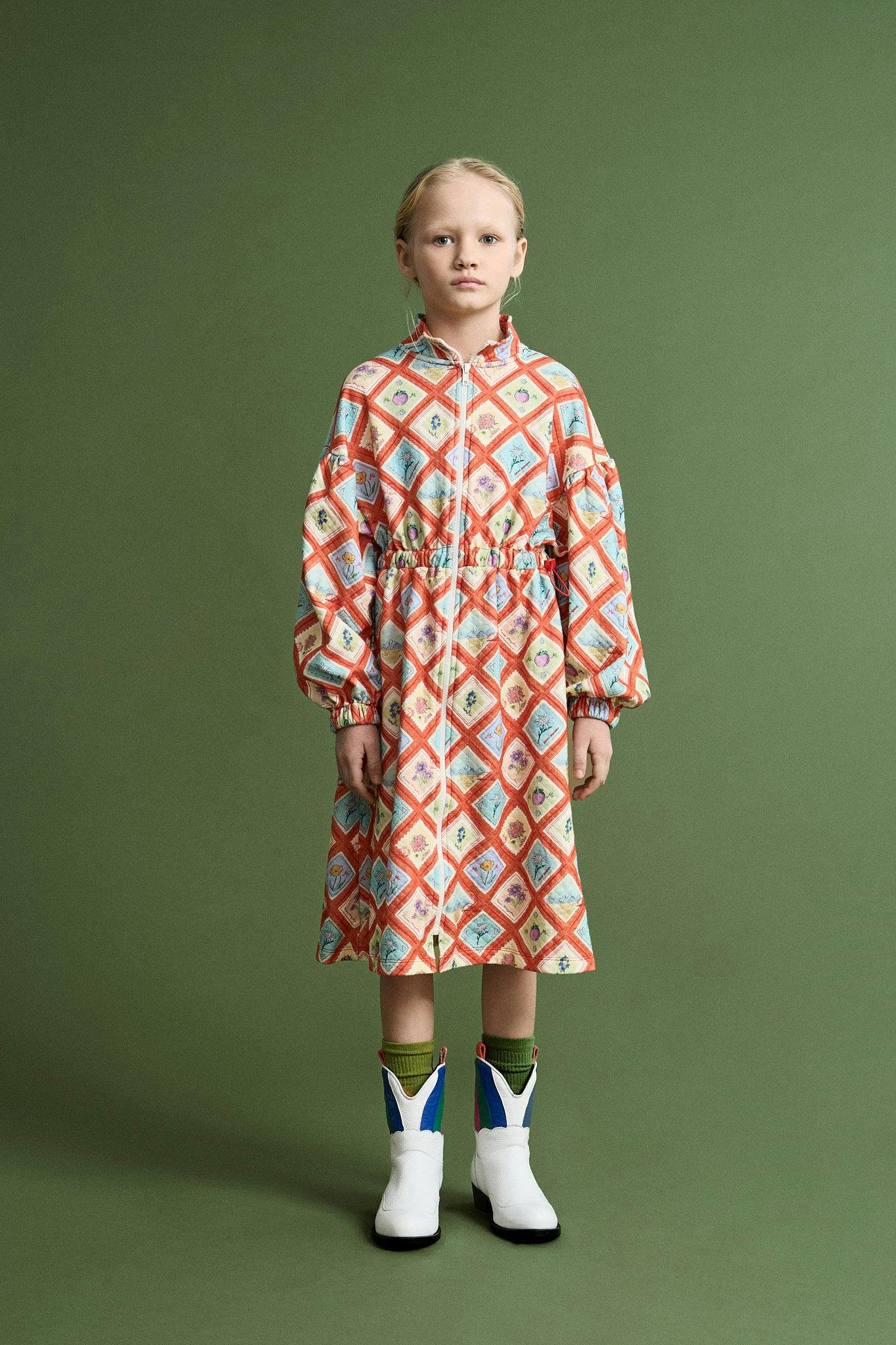 POSTCARD QUILTED DRESS RED