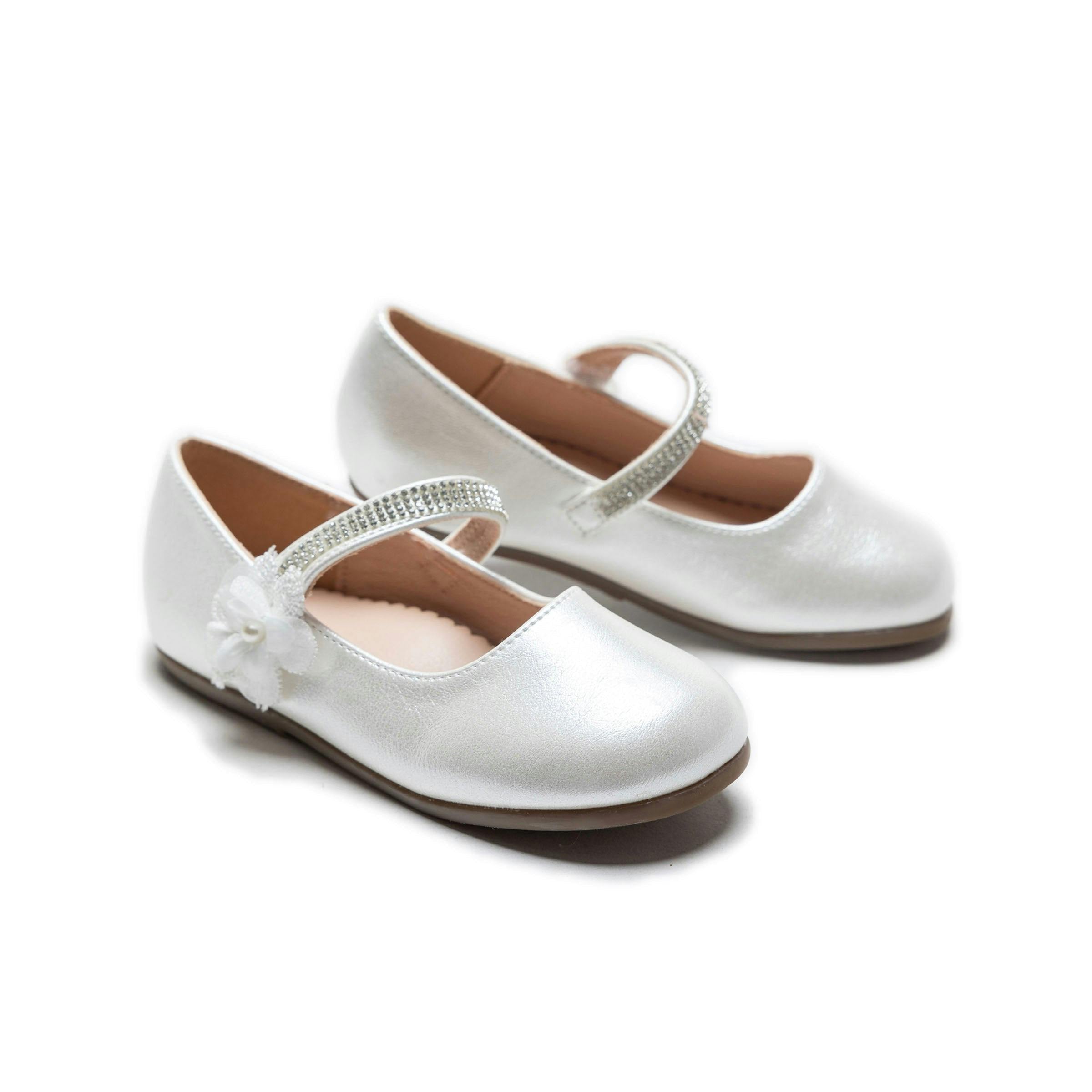 Cream Primrose Rhinestone Flats