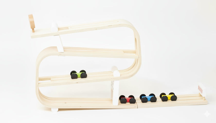 Avenlur Wooden Car Ramp Racer | Montessori Rolling Track Toy for Toddlers