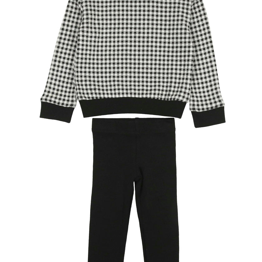 Kids Unisex Soft Gingham Neck Sweatshirt & Legging Set