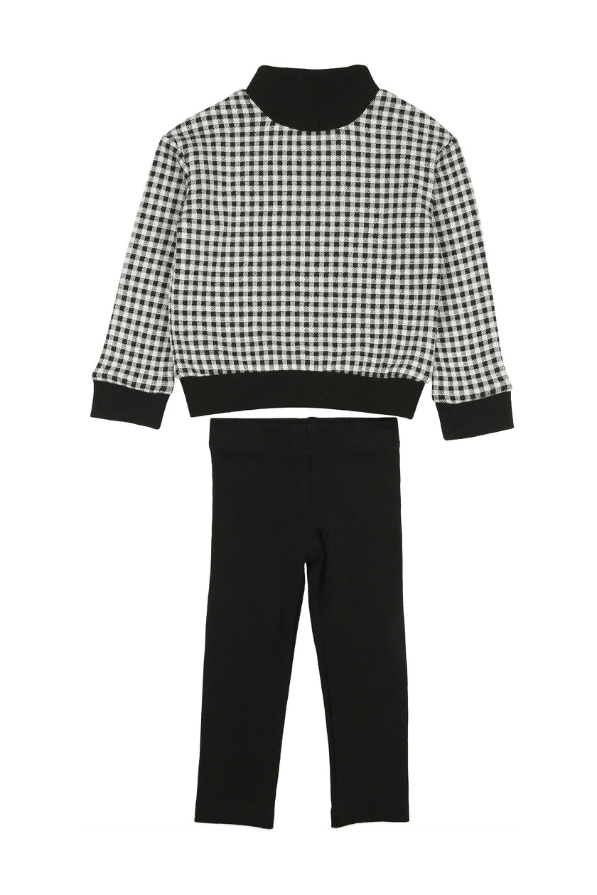 Kids Unisex Soft Gingham Neck Sweatshirt & Legging Set