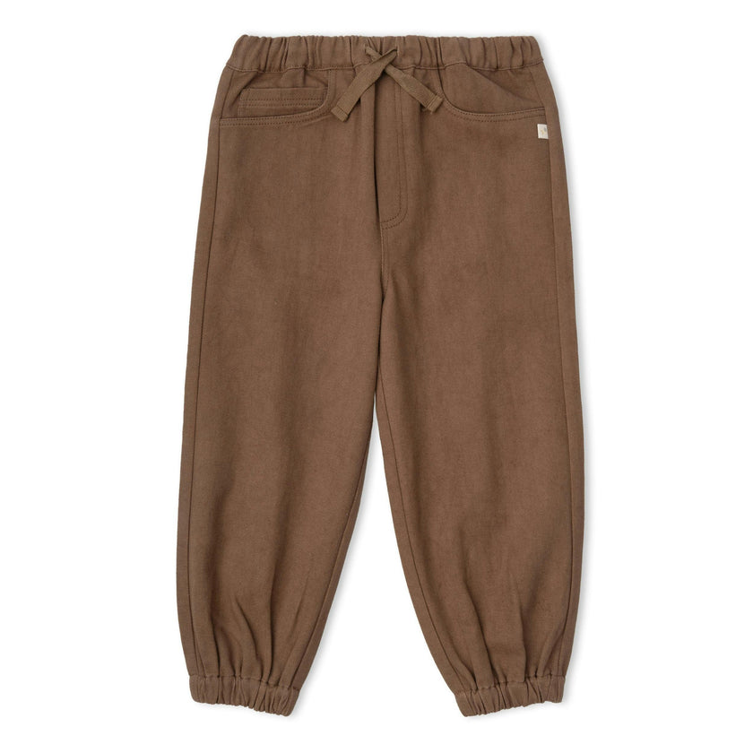 Organic Twill Joggers Pants - Brown