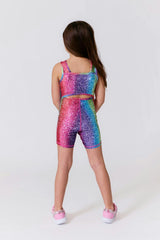 Girls Leotard in Rainbow Glitter Foil