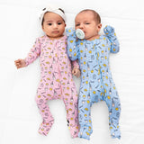 Milk and Cookies Blue Bamboo Convertible Footie
