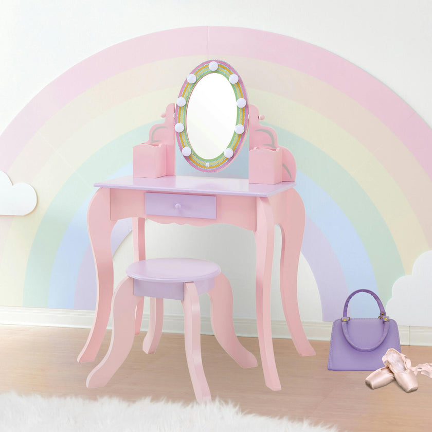 Little Princess Rapunzel Vanity with LED Illuminated Mirror