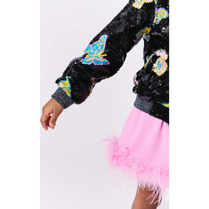 Magic Butterfly Sequin Bomber