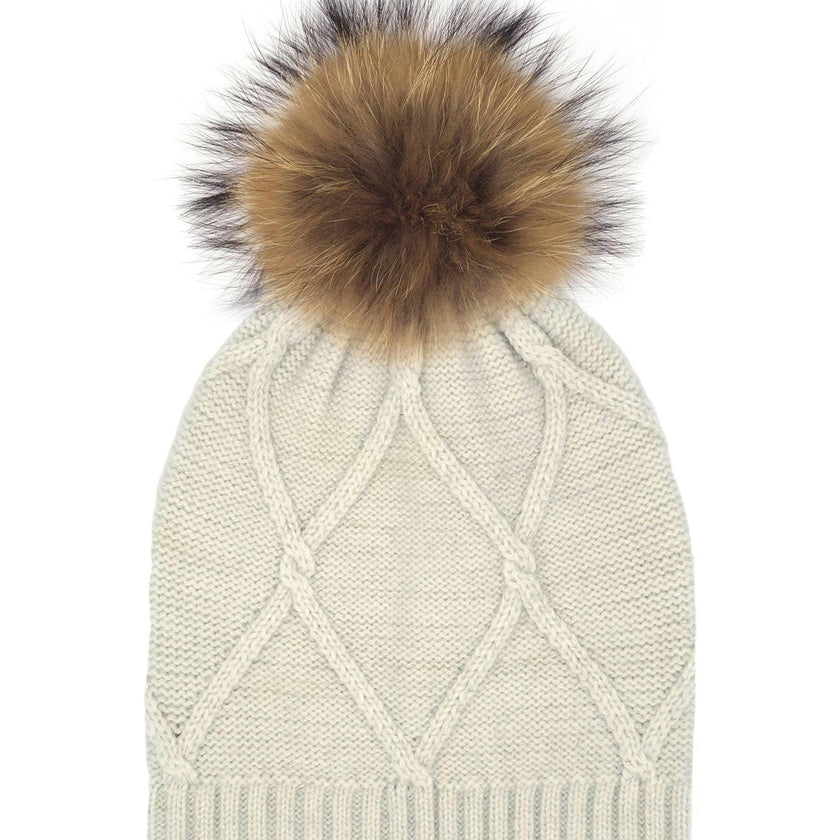 Diamond Knit Hat With a Genuine Fur Pom (TikTok)