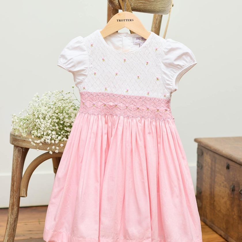 Baby Rose Hand Smocked Dress in Pink